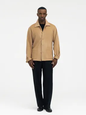 Camel Cashmere Wool Shirt Jacket