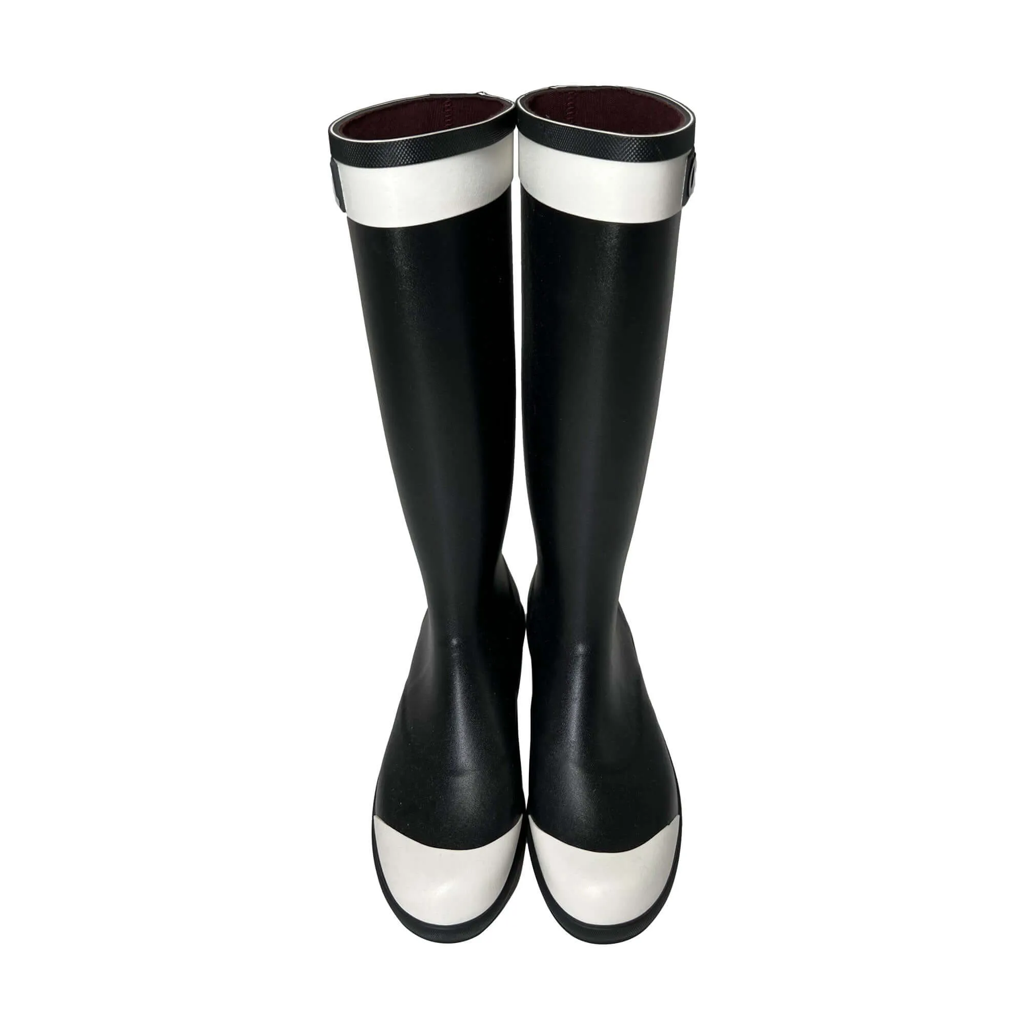 Chanel logo white cap black Designer rain boots