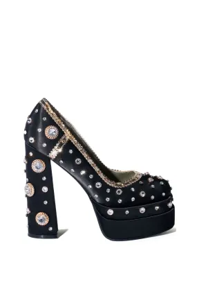 CLEA-BLACK PLATFORM EMBELLISHED PUMP