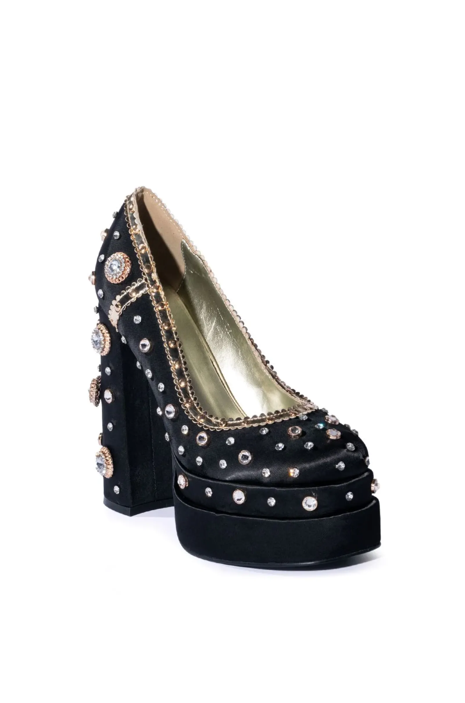 CLEA-BLACK PLATFORM EMBELLISHED PUMP