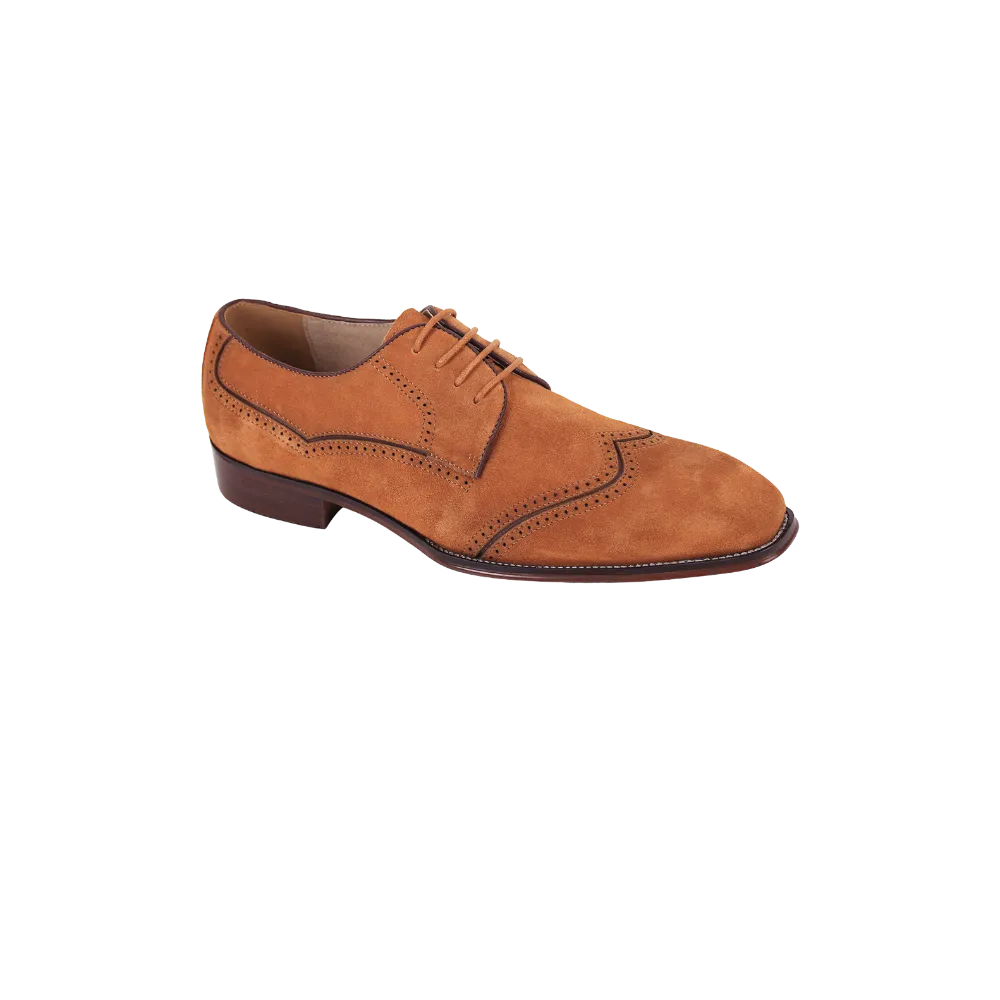 Cognac/Brown Men's Shoes Lace-Up Wingtip Suede Leather Shoes