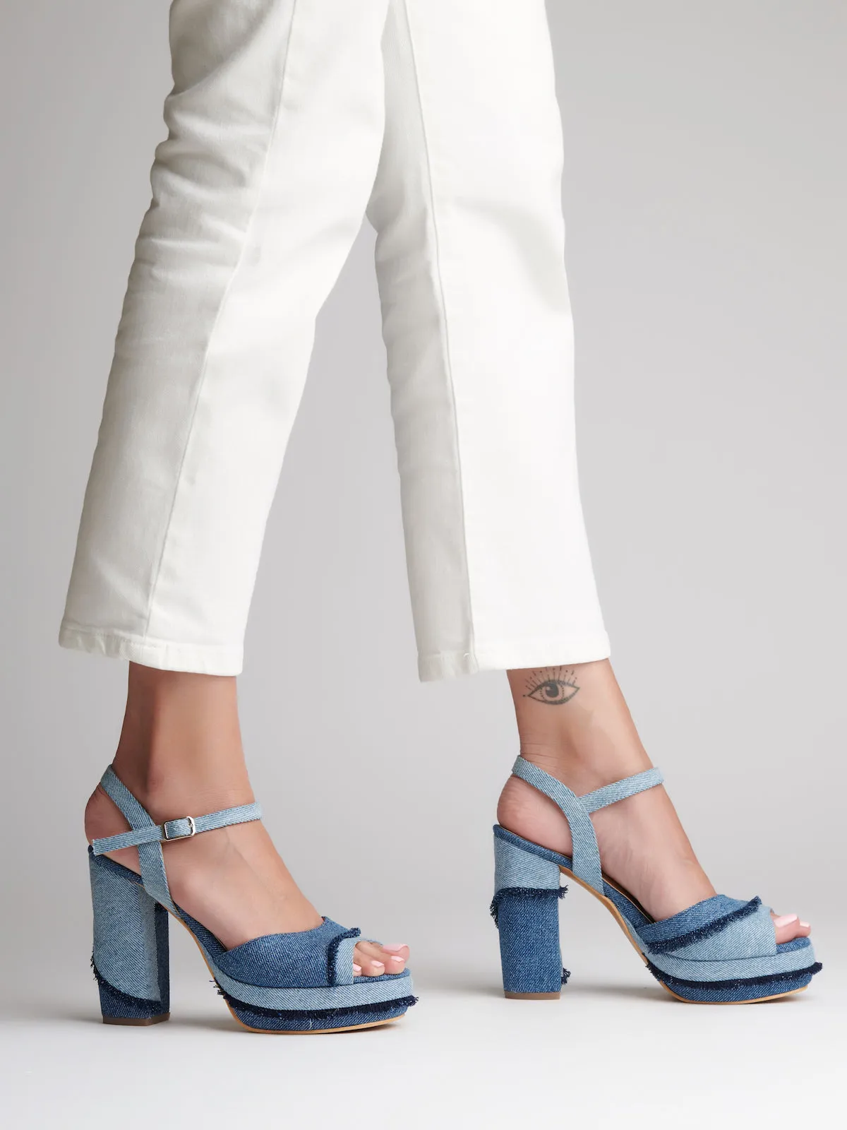Cut & Sew Denim Statement Heels