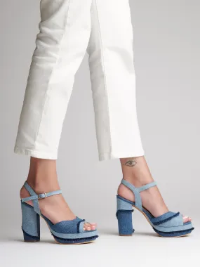 Cut & Sew Denim Statement Heels