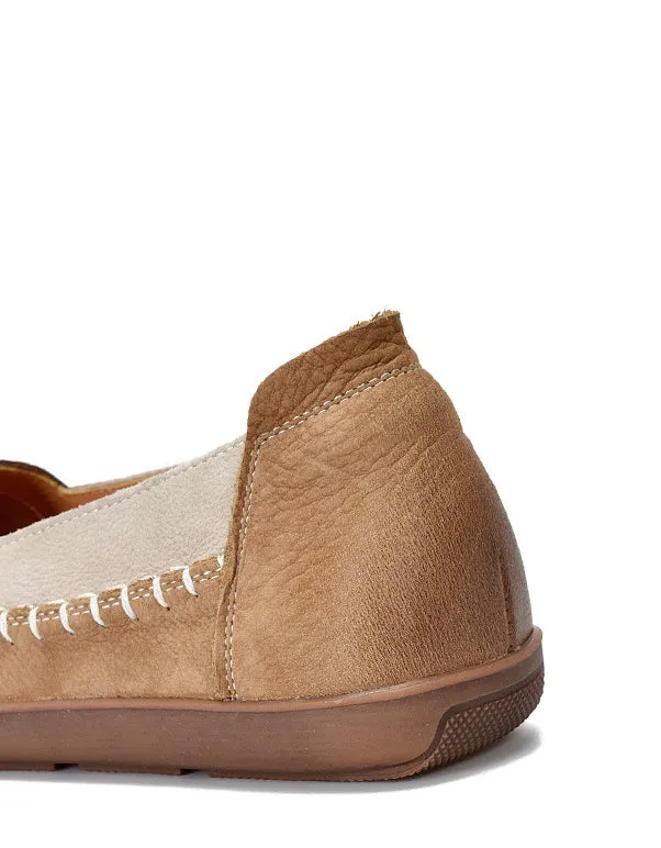 Handmade Soft Leather Stitch Retro Loafers