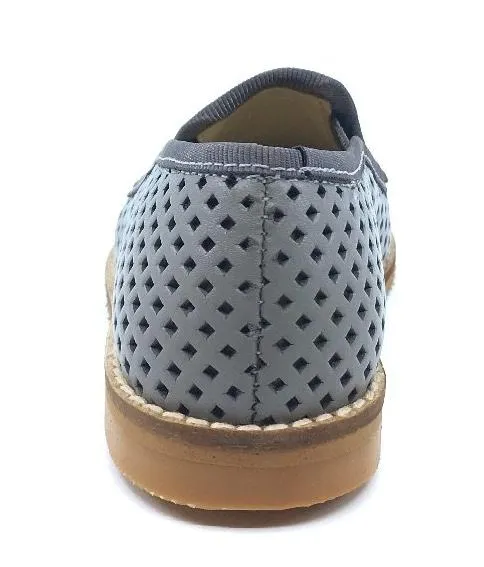 Luccini Basket Weave Grey Leather Smoking Loafer