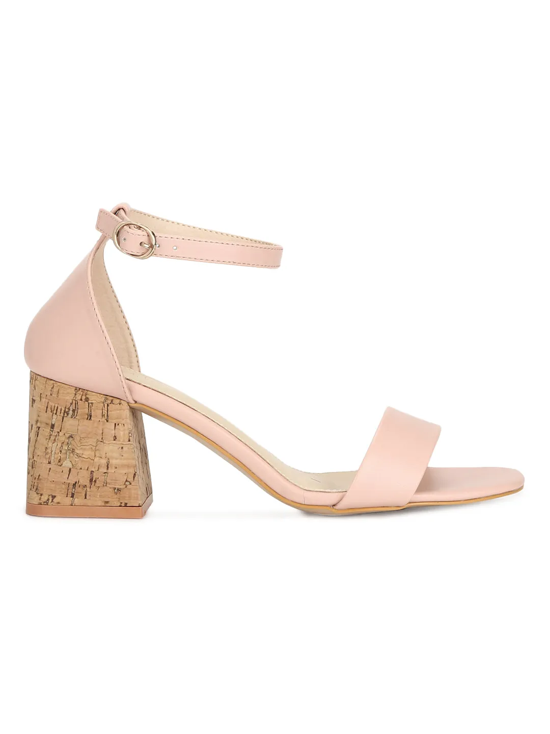 Pink PU Low Block Heel Sandals (TC-RLST10-PNK)
