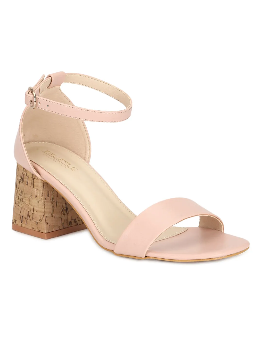 Pink PU Low Block Heel Sandals (TC-RLST10-PNK)