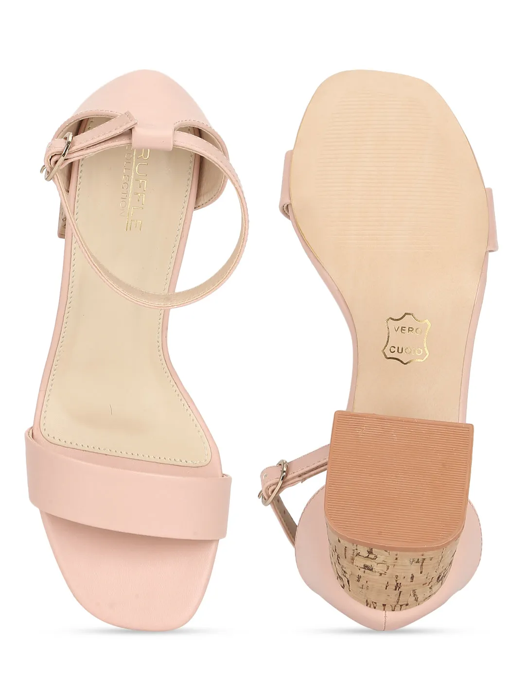 Pink PU Low Block Heel Sandals (TC-RLST10-PNK)