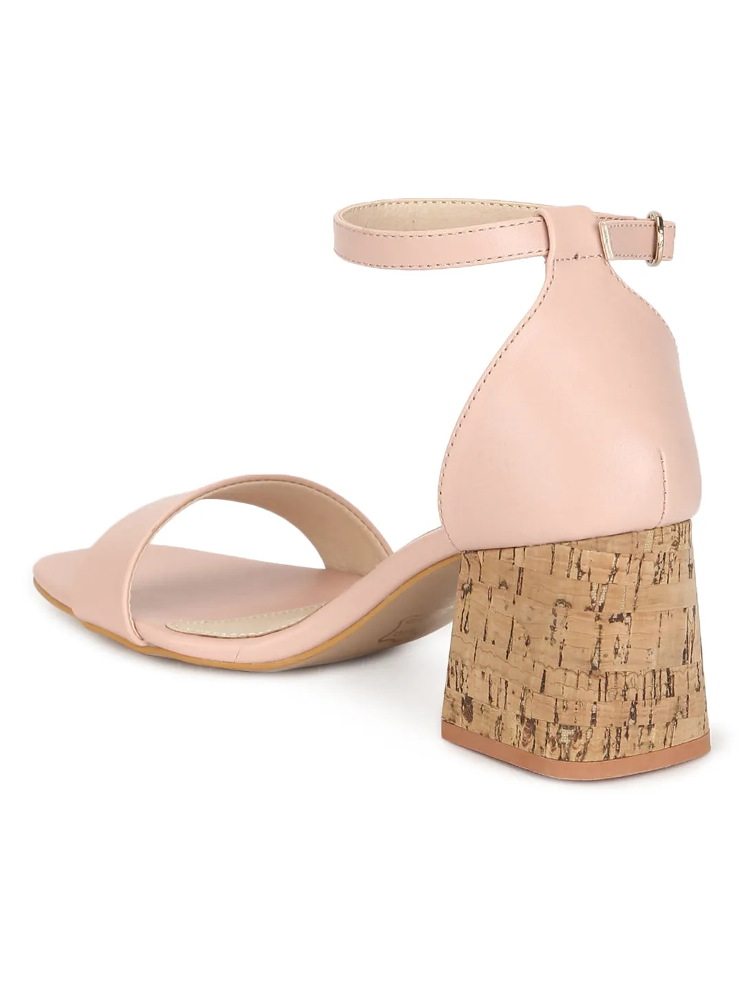 Pink PU Low Block Heel Sandals (TC-RLST10-PNK)