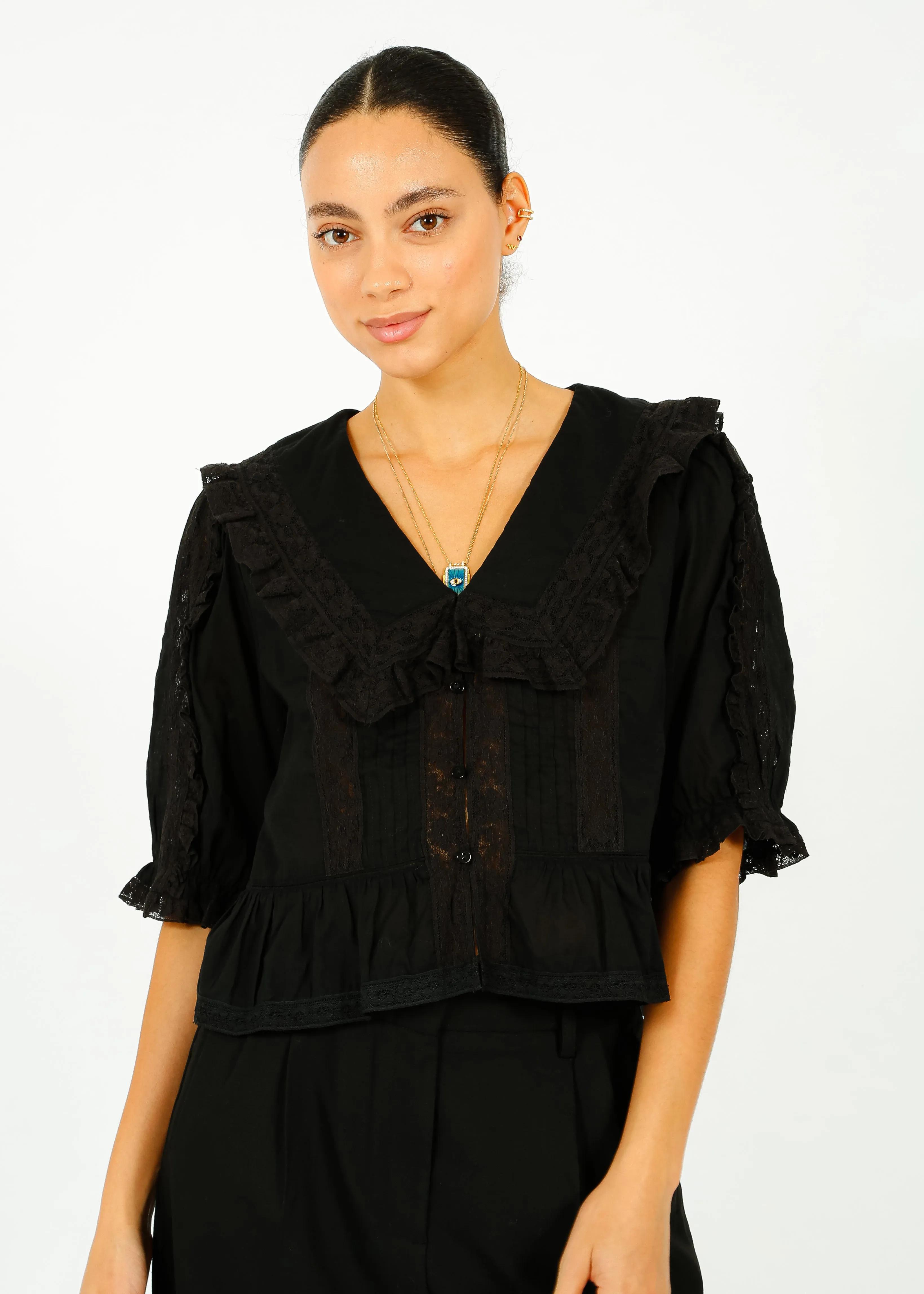 RIXO Ellery Top in Black