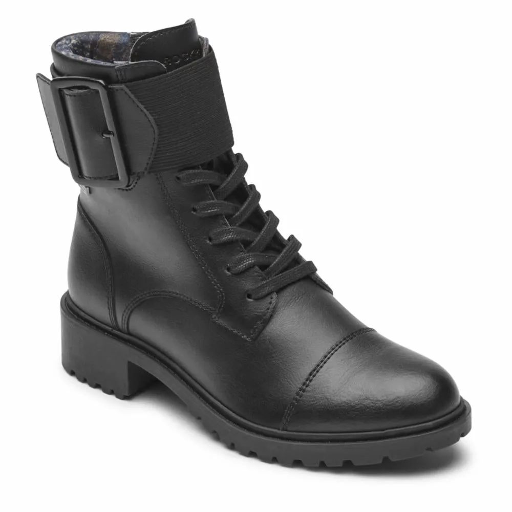 Rockport Women RYLEIGH LACE BOOT BLACK LTHR WP
