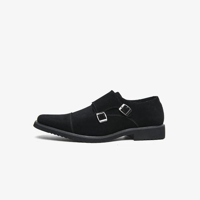 Slip-on Shoes Suede Leather Double Strap Buckle