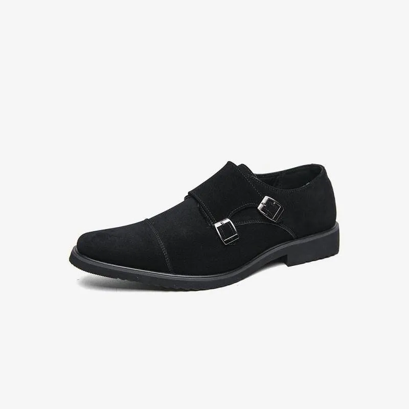 Slip-on Shoes Suede Leather Double Strap Buckle
