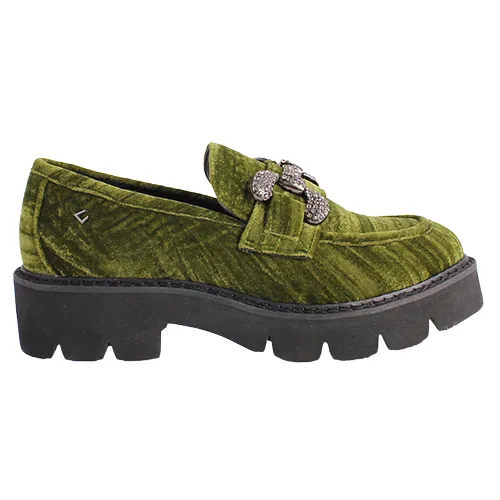 Una Healy Ladies Loafers - Take My Breath - Green Velvet