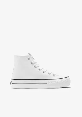 Unisex White Hi-Top Sneakers Canvas B&W