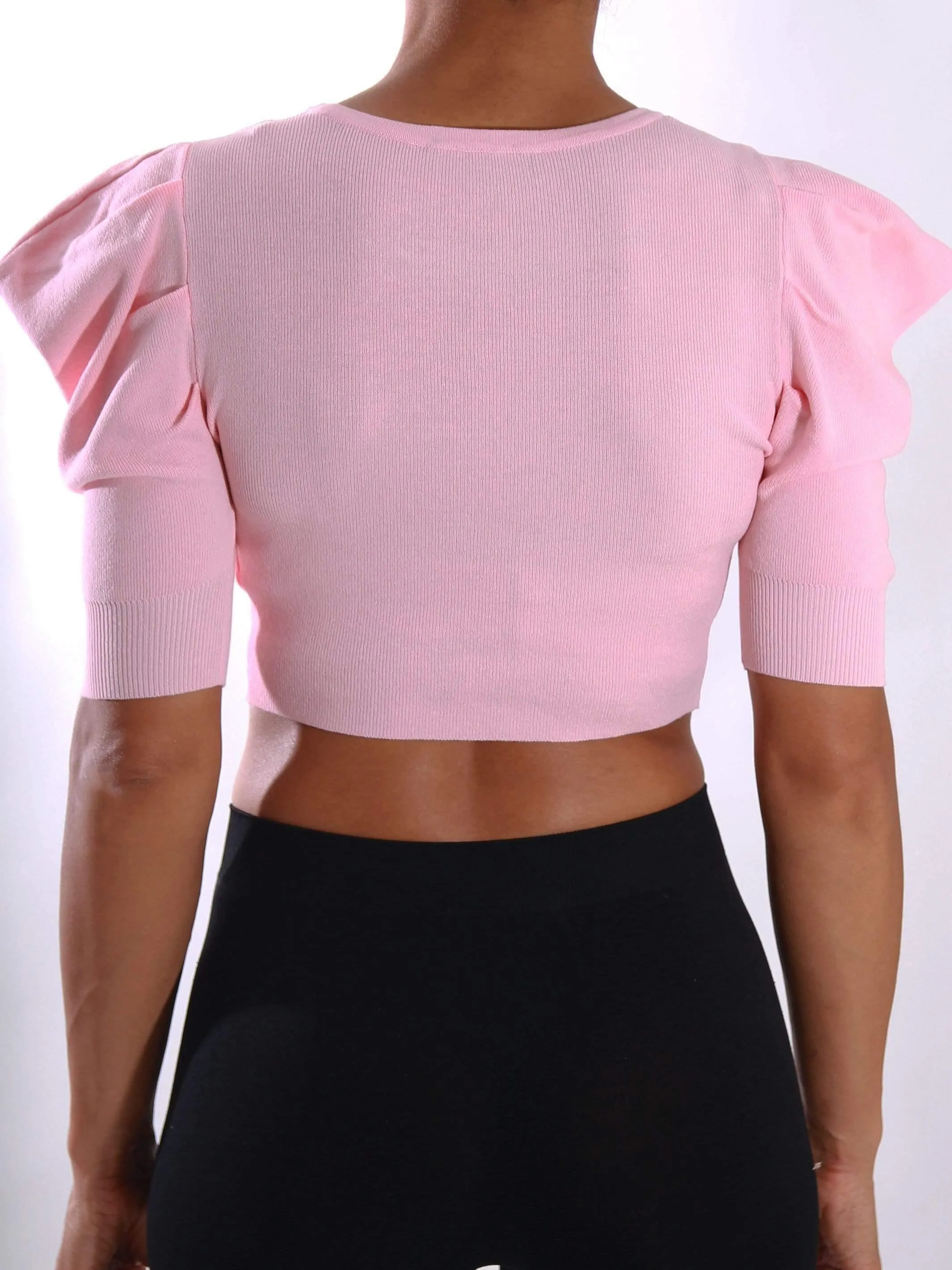 Urban Batwing | Puff Sleeve Knit Crop Top