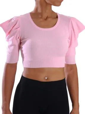 Urban Batwing | Puff Sleeve Knit Crop Top